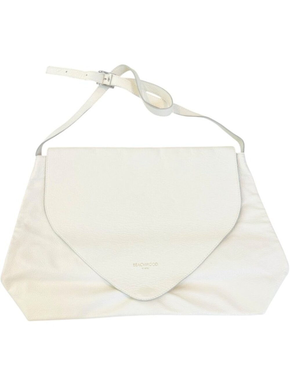 Beachwood by Emily - Cream Colored Leather Purse - 17" W x 11.5" H x 4.5" D - EX - Picture 3 of 6